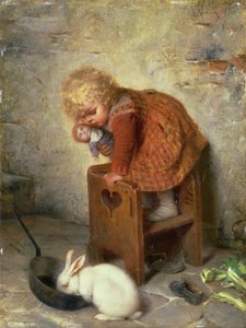 Bambina con un coniglio